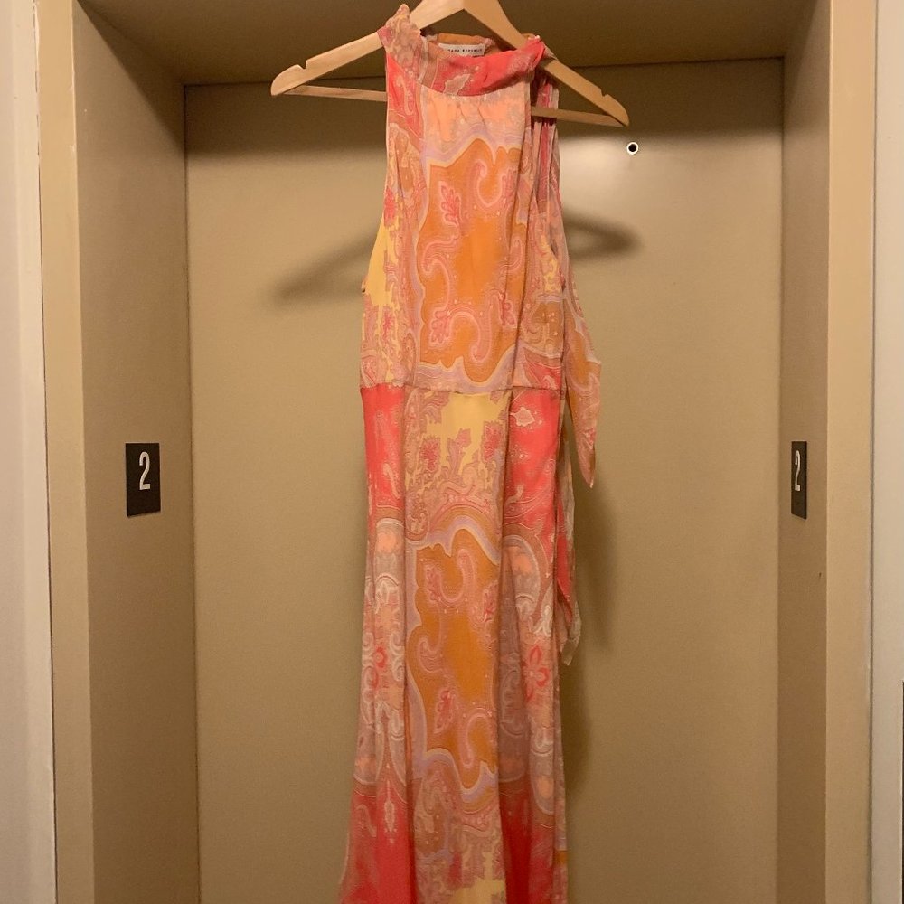 BANANA REPUBLIC SILK MIDI DRESS IN PAISLEY